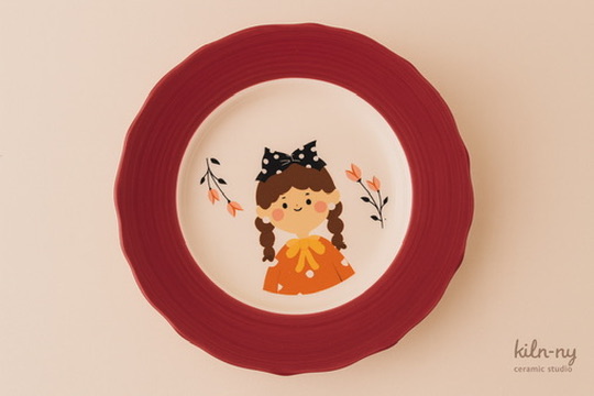 Mabel — illustrated ceramic plate from kiln-ny, Ontario
